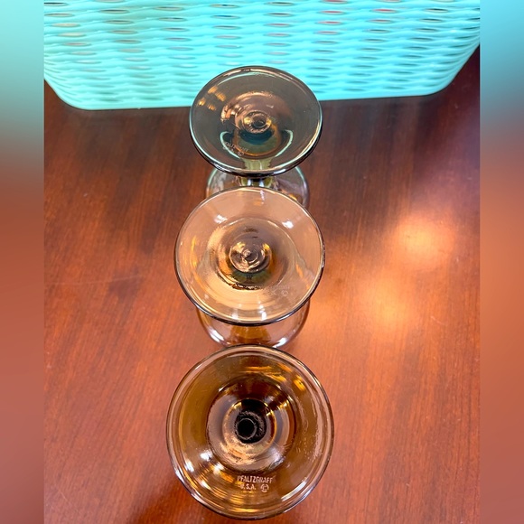 SALE Vintage Pfaltzgraff Village Design Etched Libbey Tawny Brown Wine Glasses - Picture 7 of 8